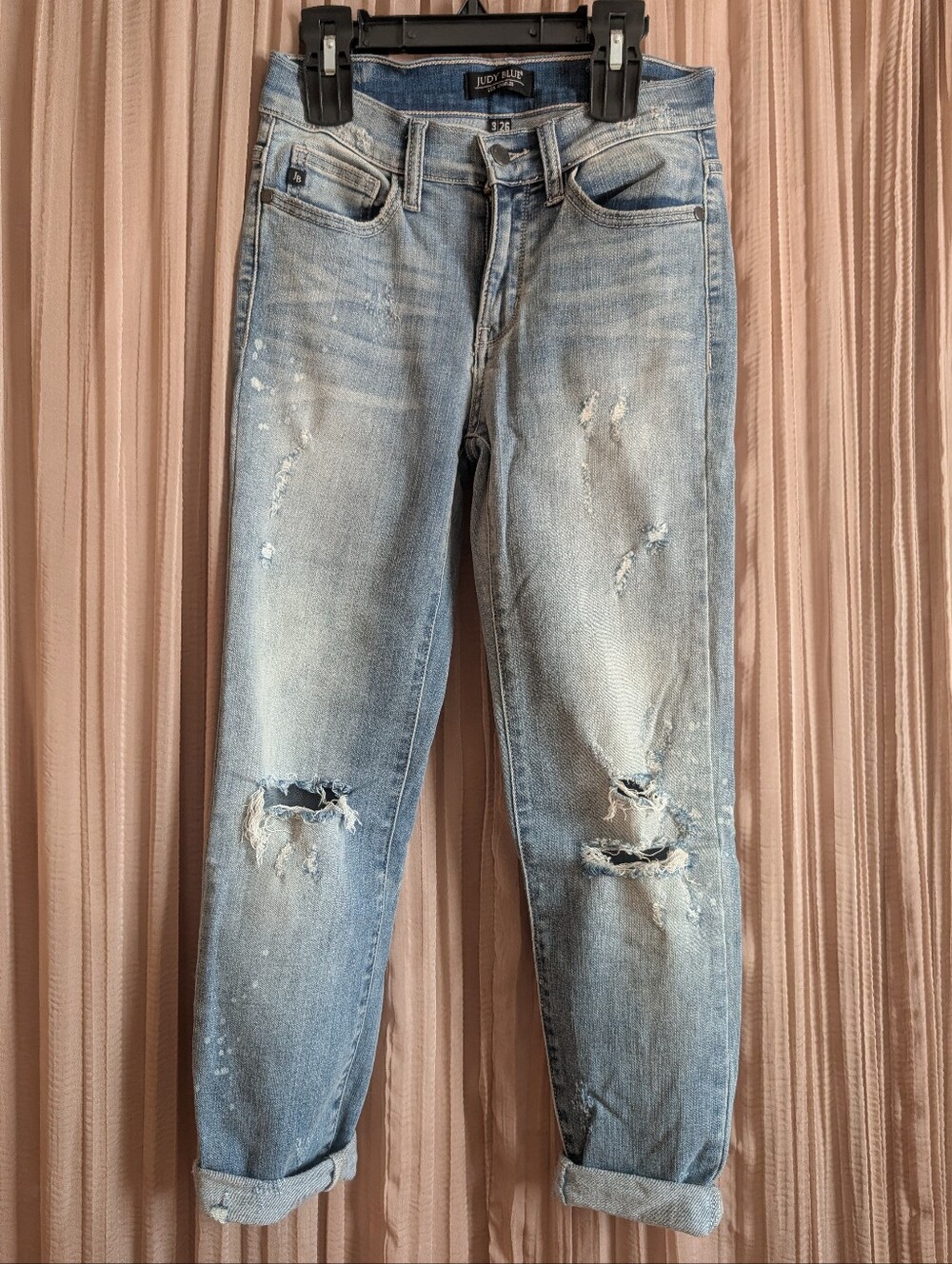 Judy Blue Light Blue Distressed Boyfriend Jeans